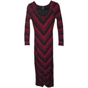Rue 21 red/black chevron-striped, Long-sleeve dress Sz Medium